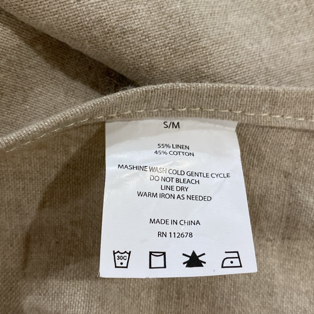 Rae Dunn Classics Tan Linen Blend Apron Unisex Adult Size S/M - Picture 11 of 12